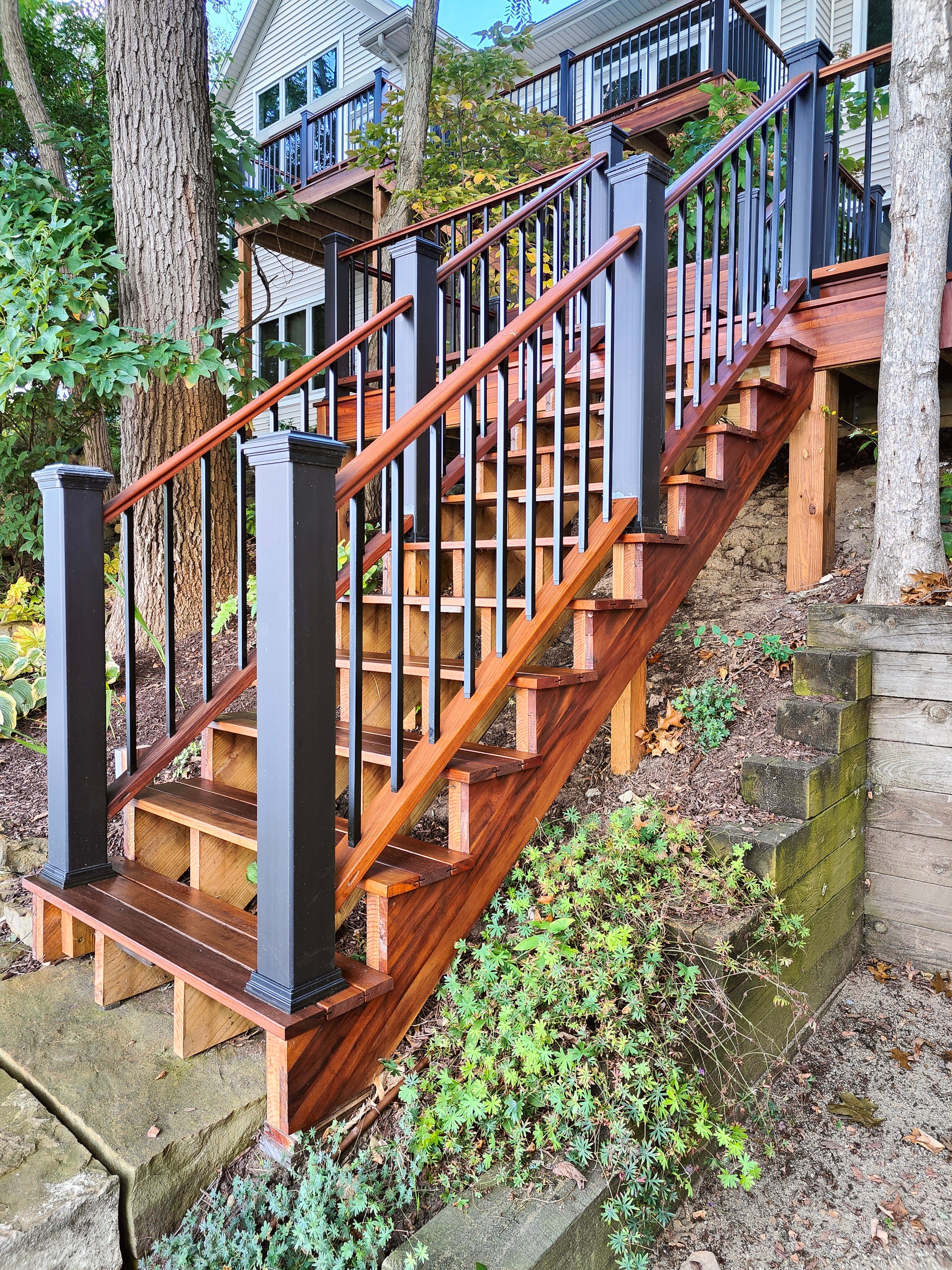 Portage hardwood deck lake stairs