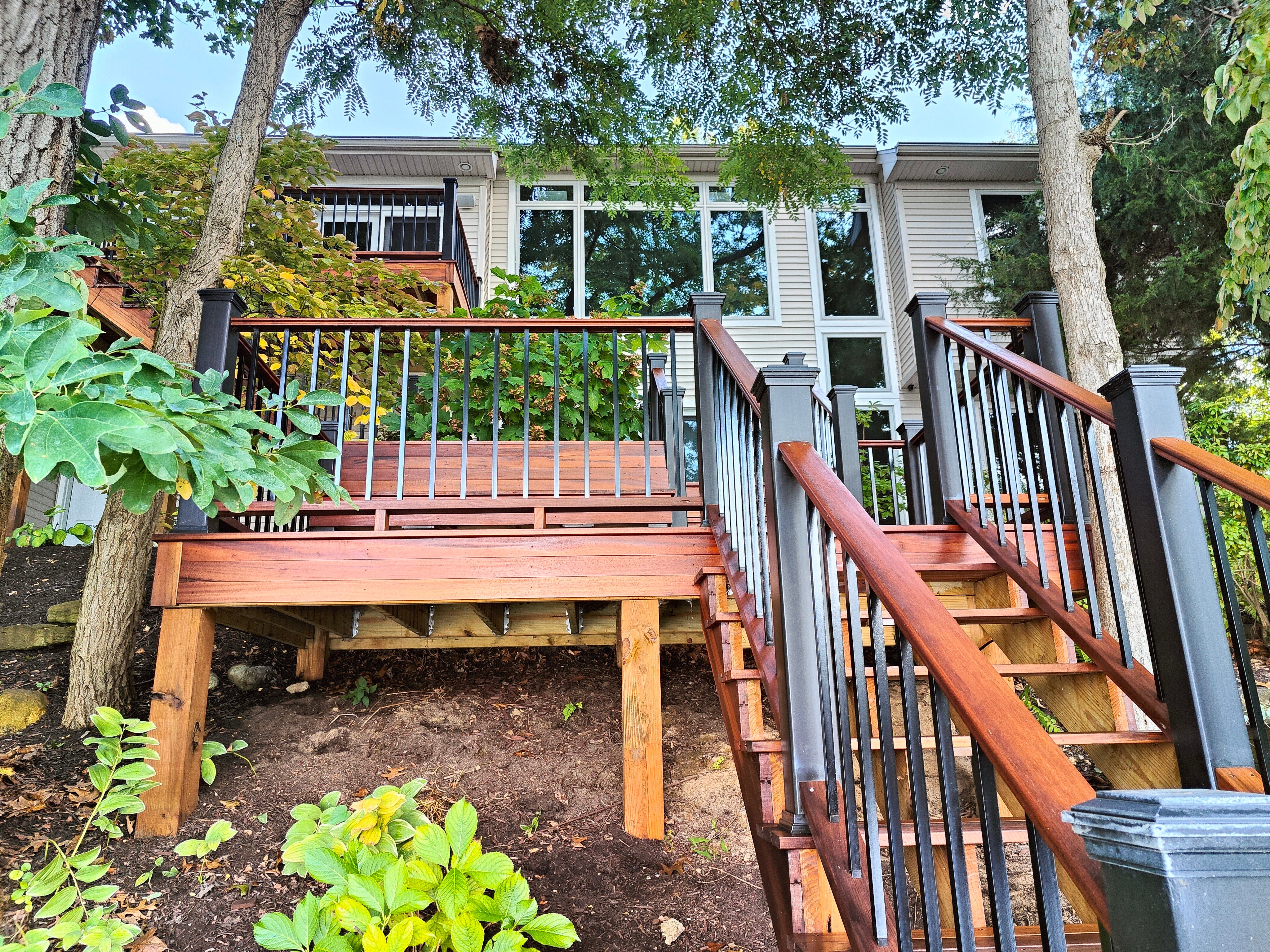 Portage hardwood deck lake stairs